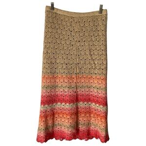 J.Jill Boho Hippie  Crochet Vintage MIDI Skirt size small petite